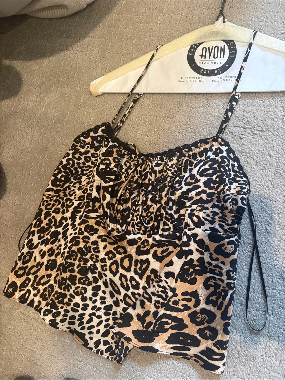 La Hearts Leopard Print Cami in Tan, Black & Cream
